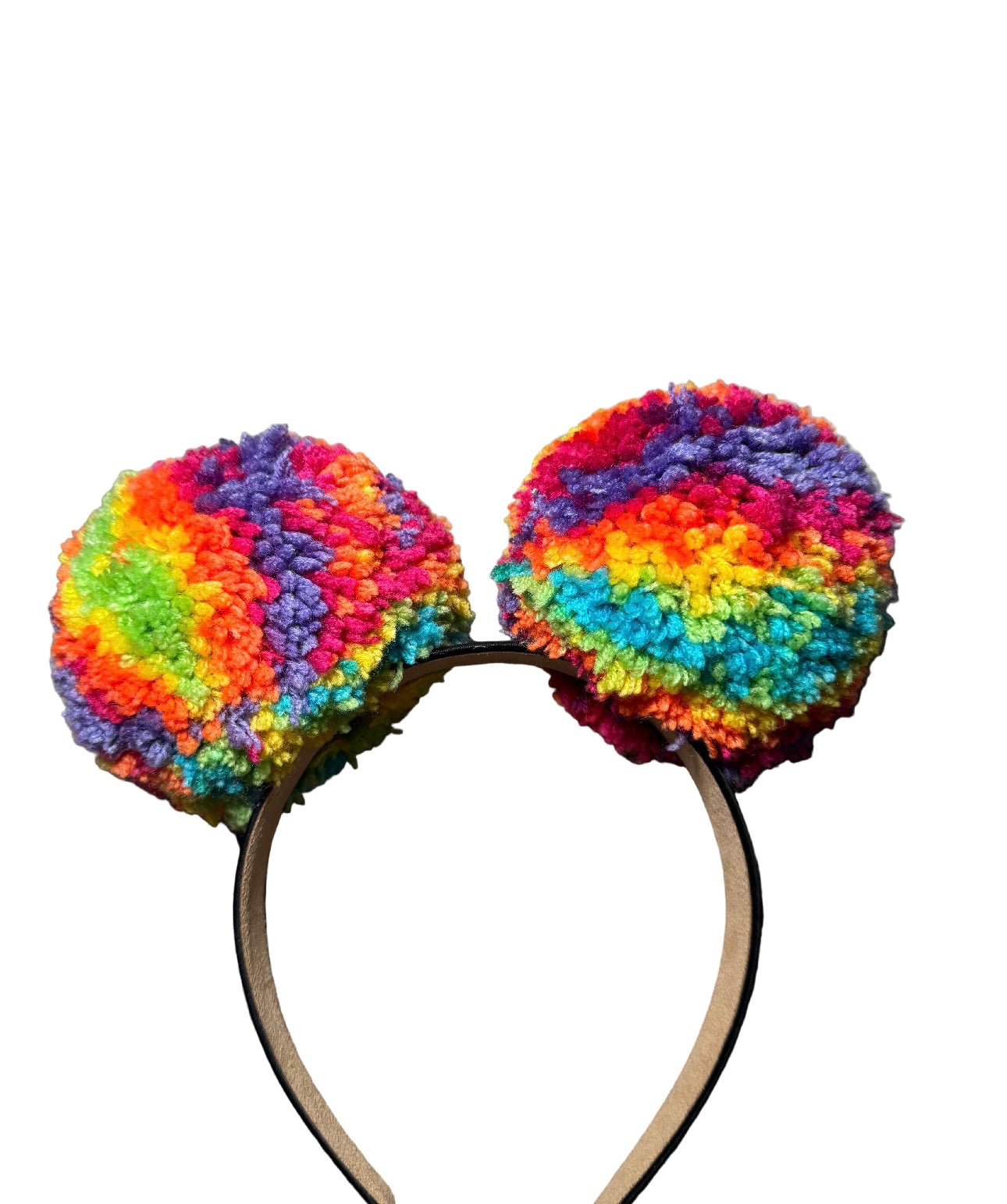 Tie dye Rainbow Pompom Headband