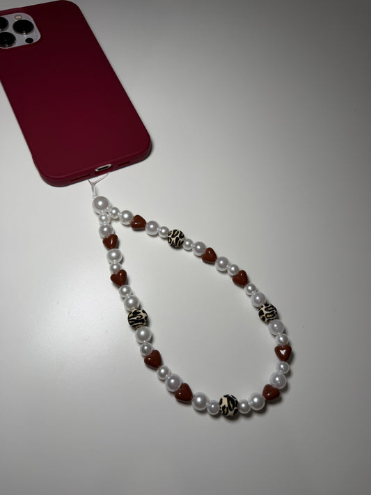 Winter leopard phone charm - brown