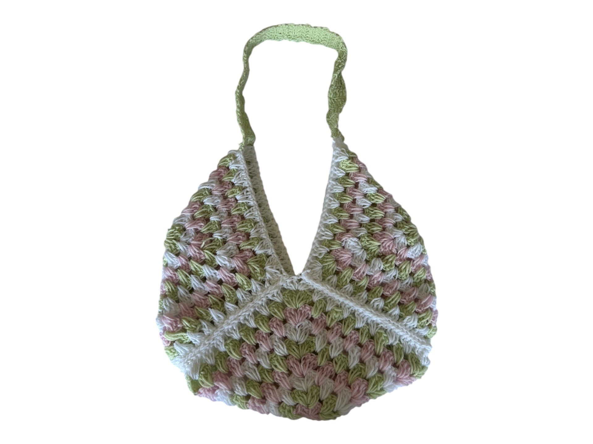 Handmade strawberry matcha theme granny square bag 