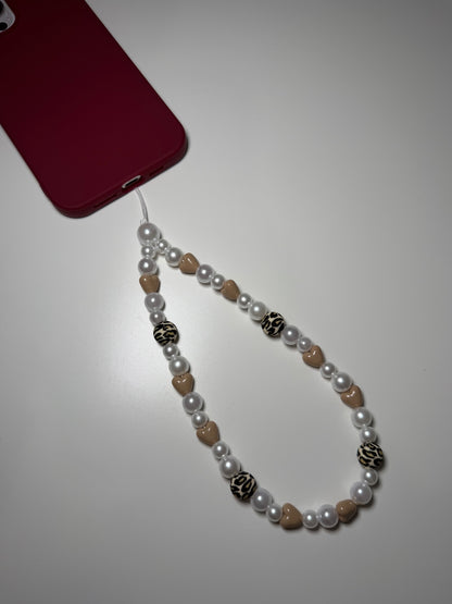 Winter leopard phone charm - beige