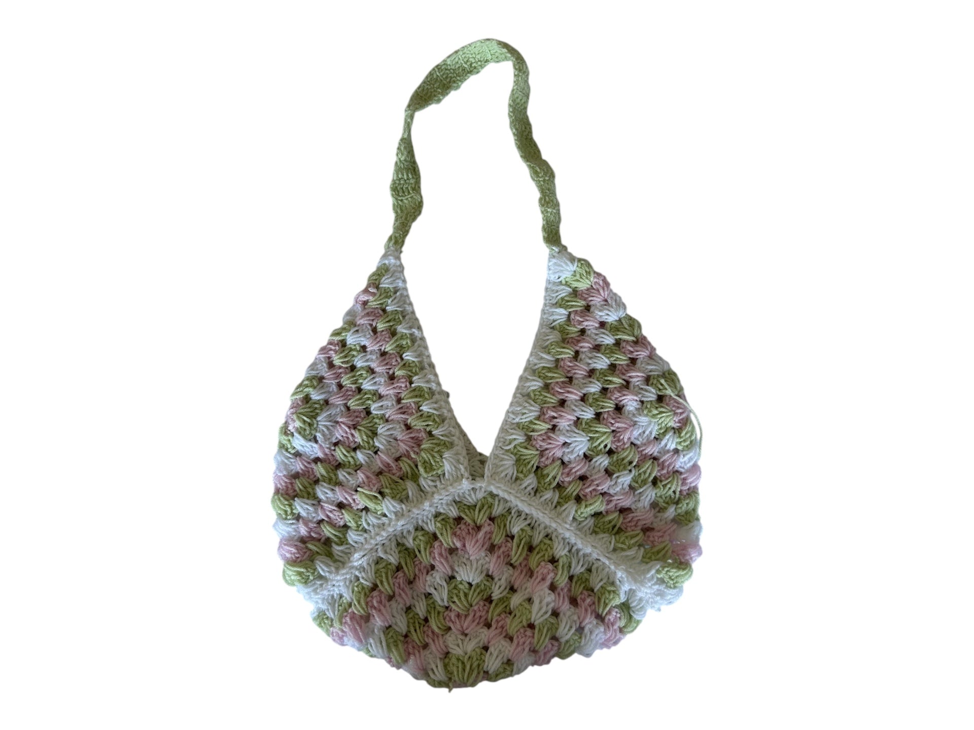 Handmade strawberry matcha theme granny square bag 