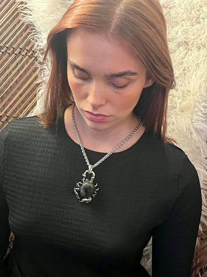 Scorpio Transformation Amulet Necklace — Labradorite Scorpion Pendant on Silver Chain