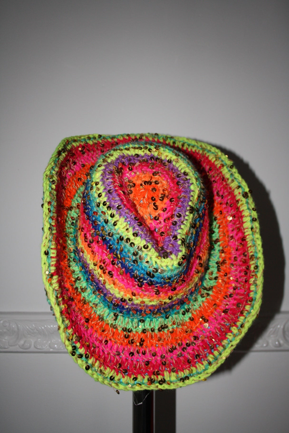 Sequin rainbow crochet cowboy hat - THE MAGIC LABEL