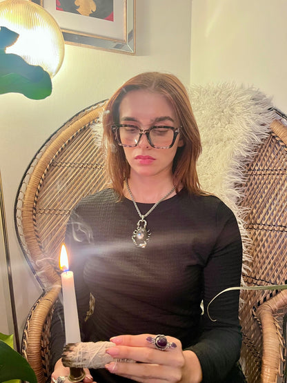 Scorpio Transformation Amulet Necklace — Labradorite Scorpion Pendant on Silver Chain