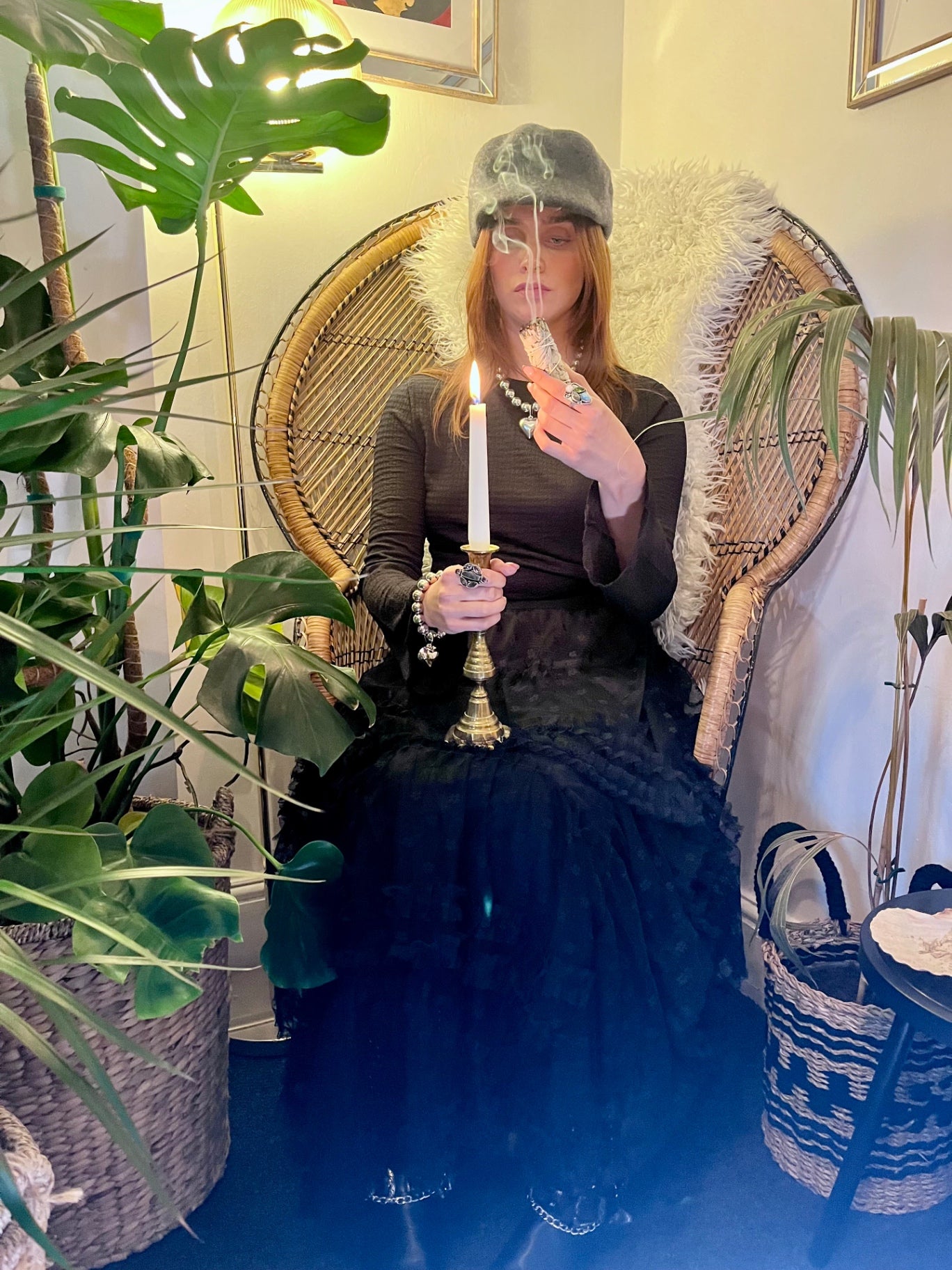 Grey Wool Baker Boy Hat Cap