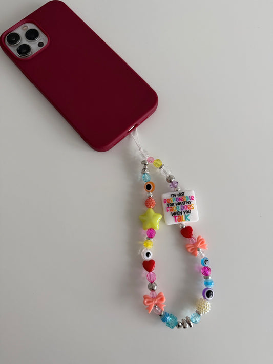 ‘Not responsible for my face’ phone charm