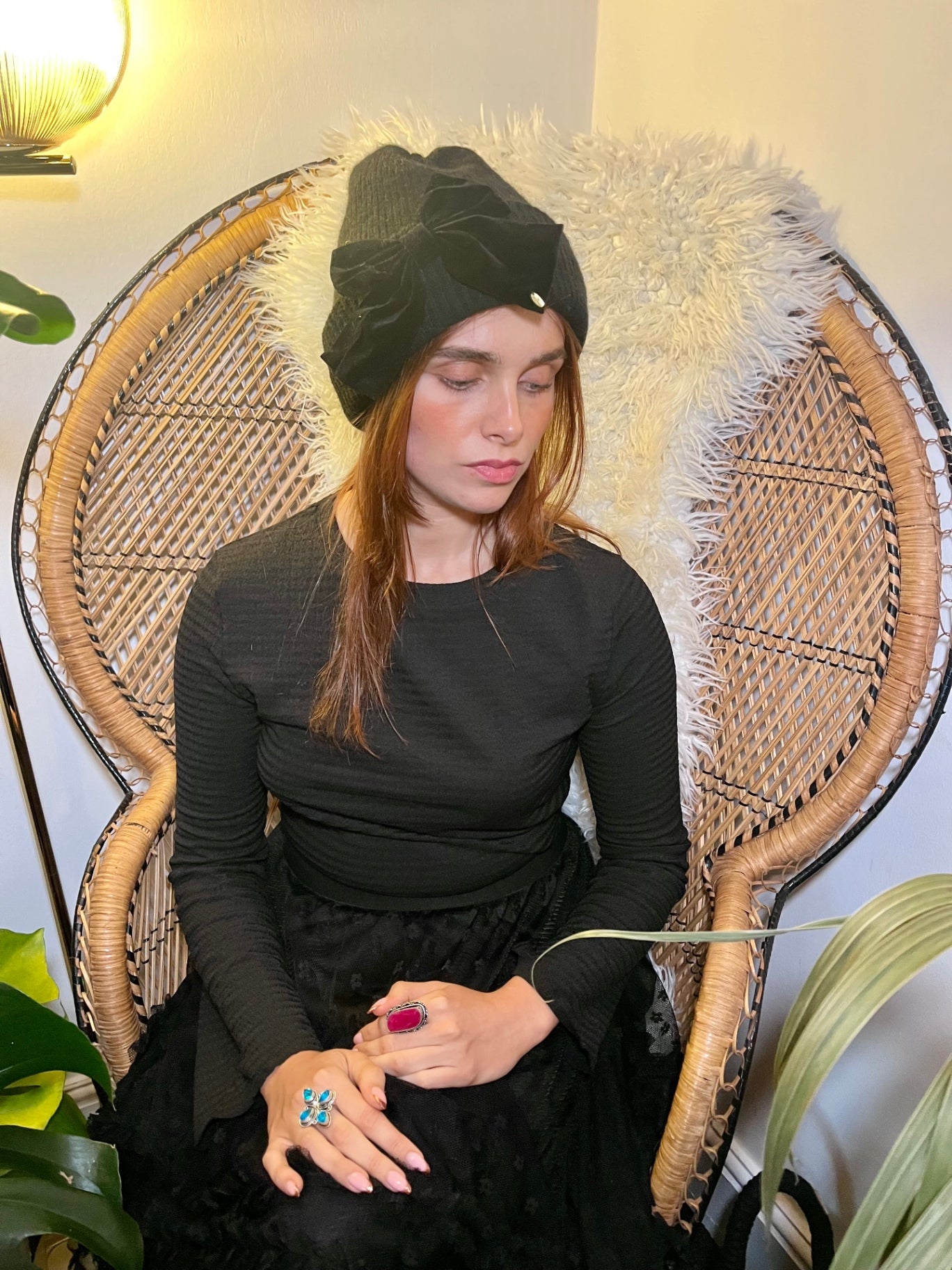 Black Woolley Bow Hat