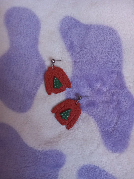Polymer clay Christmas jumper Christmas tree earrings
