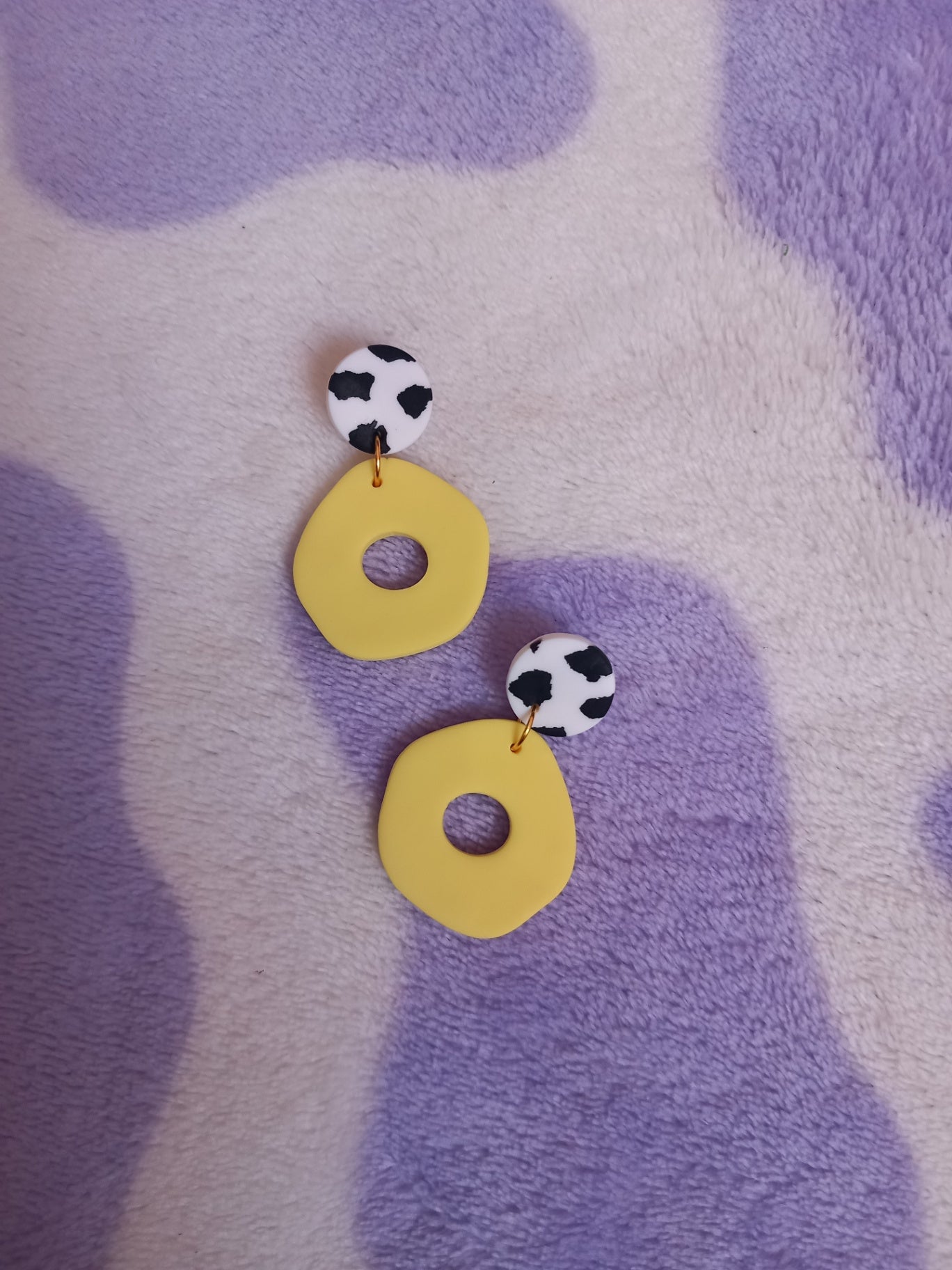 Polymer clay organic donut earrings yellow