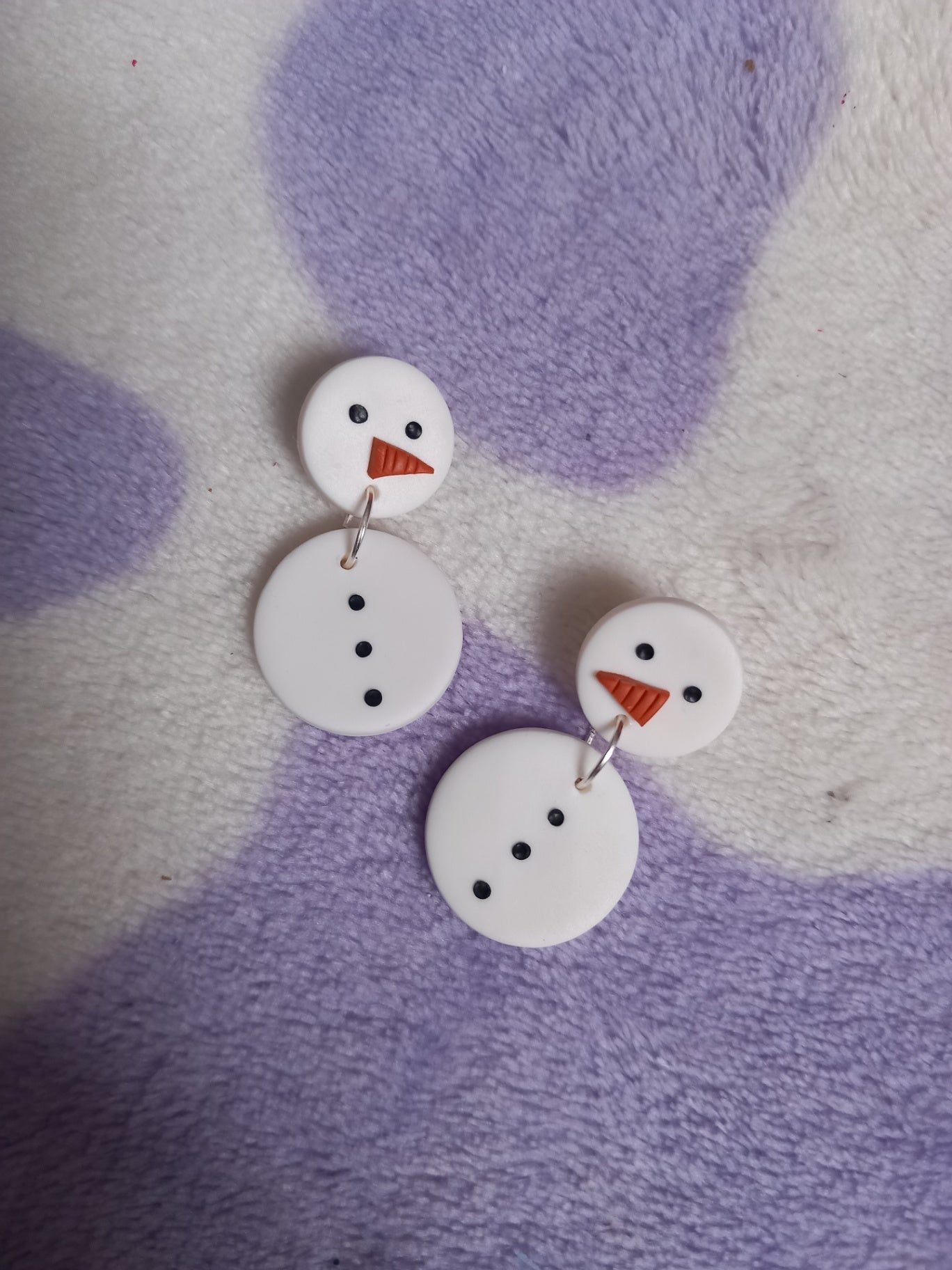 Polymer clay snowman dangle earrings