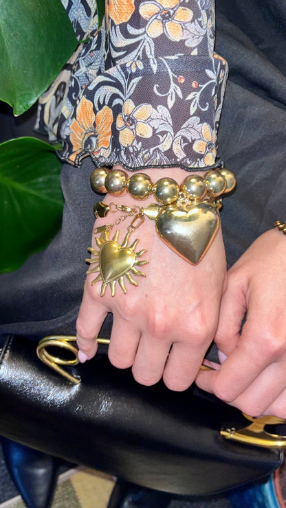 GOLD HEART BRACELET STAINLESS STEEL 