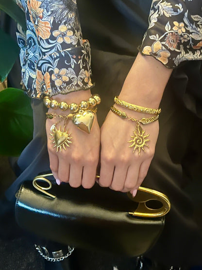 GOLD HEART BRACELET STAINLESS STEEL 