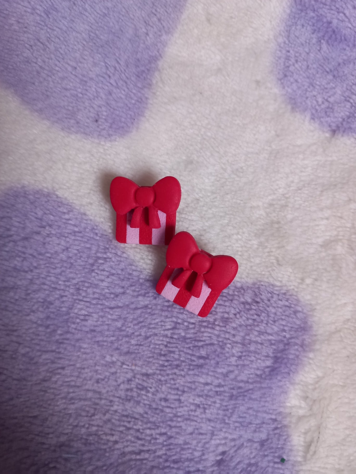 Polymer clay Christmas present stud earrings