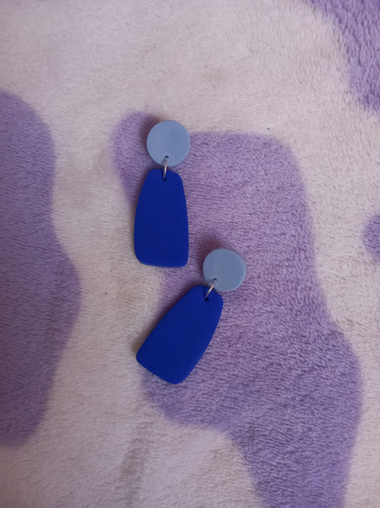 Polymer clay two tone earrings blue