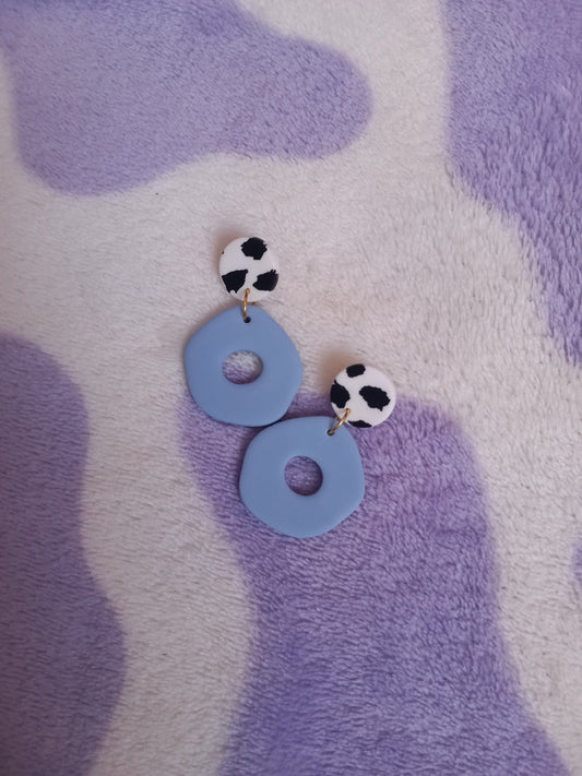 Organic donut polymer clay earrings blue