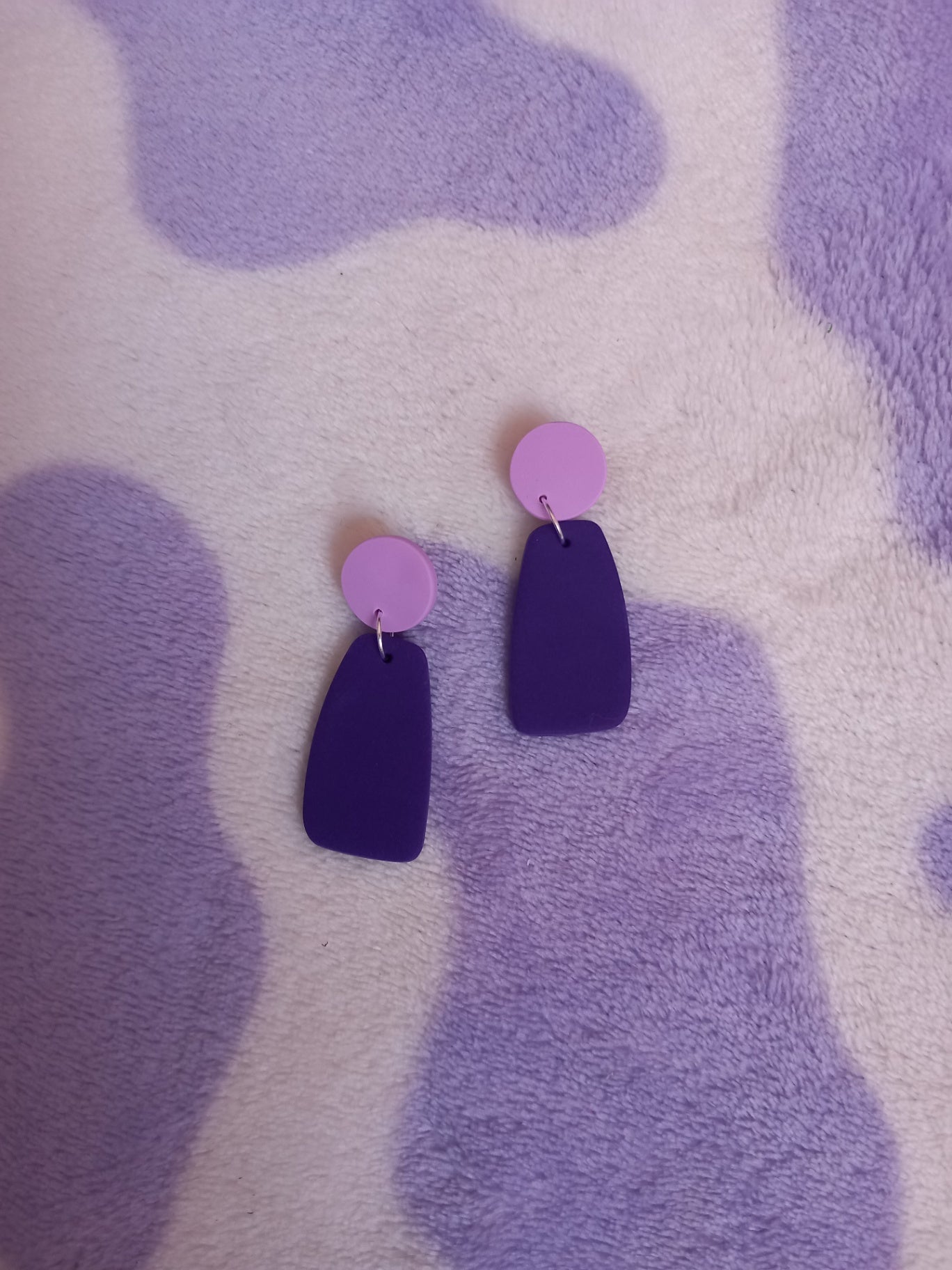 Polymer clay two tone earrings purple