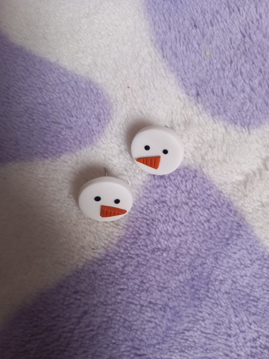 Polymer clay snowman stud earrings