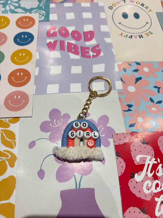 Blue/orange Go Girl Rainbow Keyring