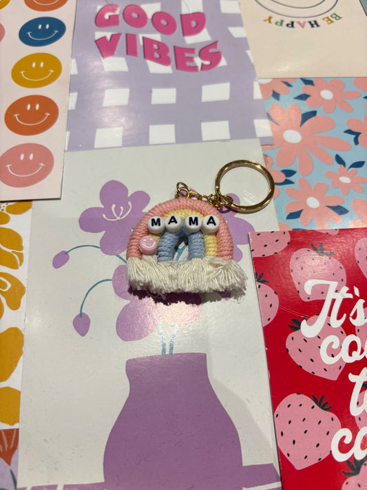 Pink/blue Mama Rainbow Keyring