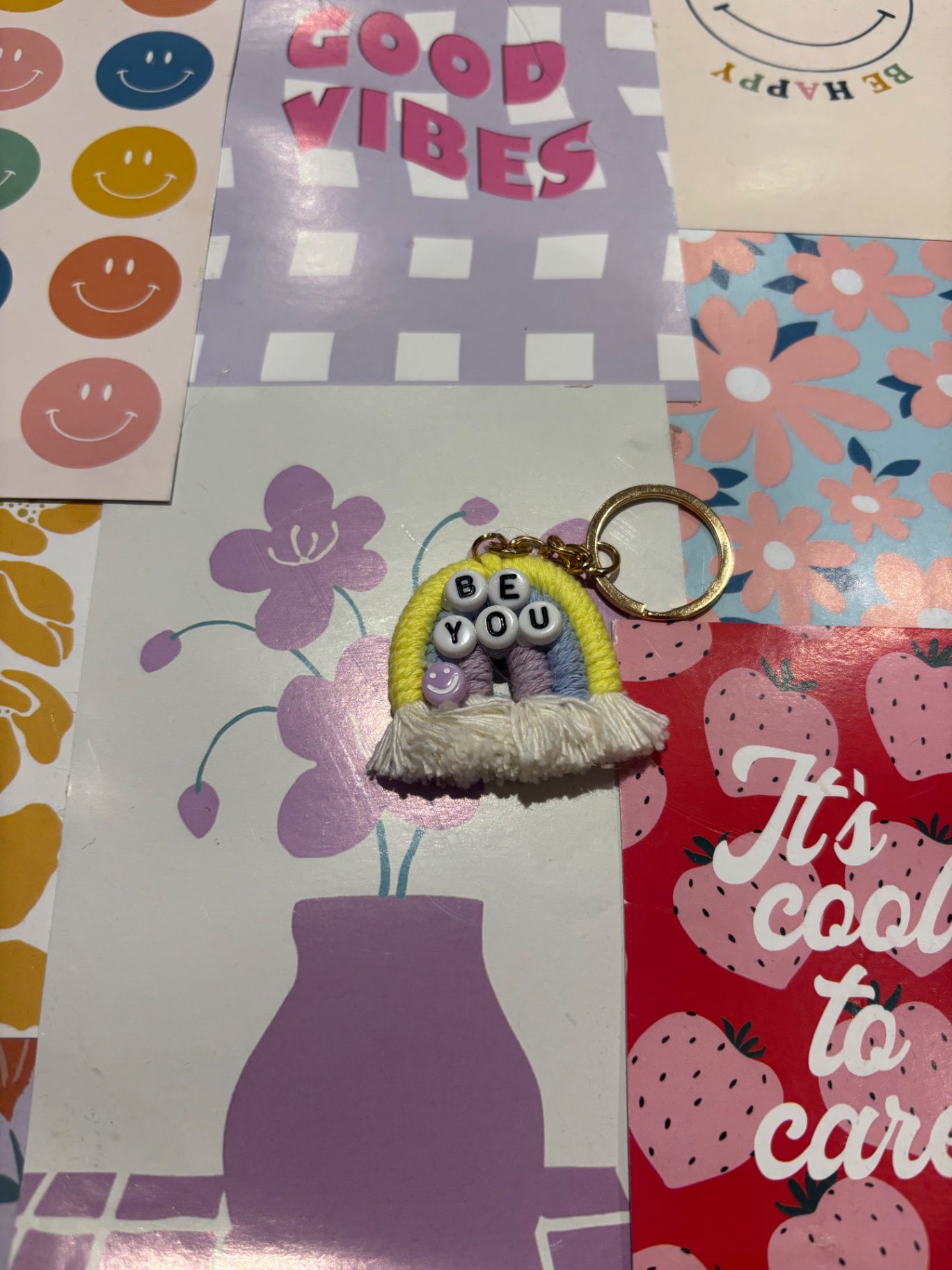 Yellow/purple Be You Rainbow Keyring 