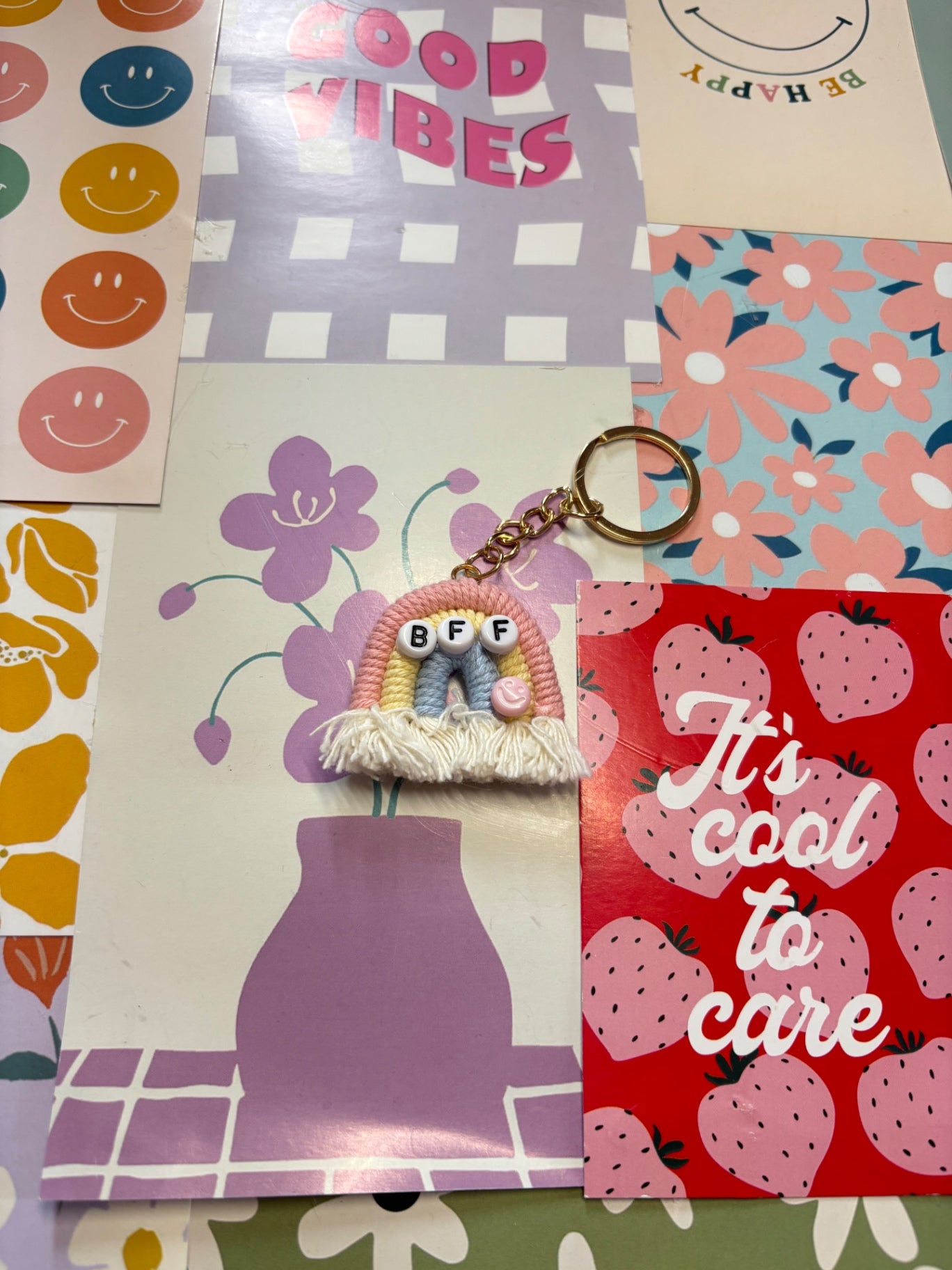 Pink/blue BFF Rainbow Keyring