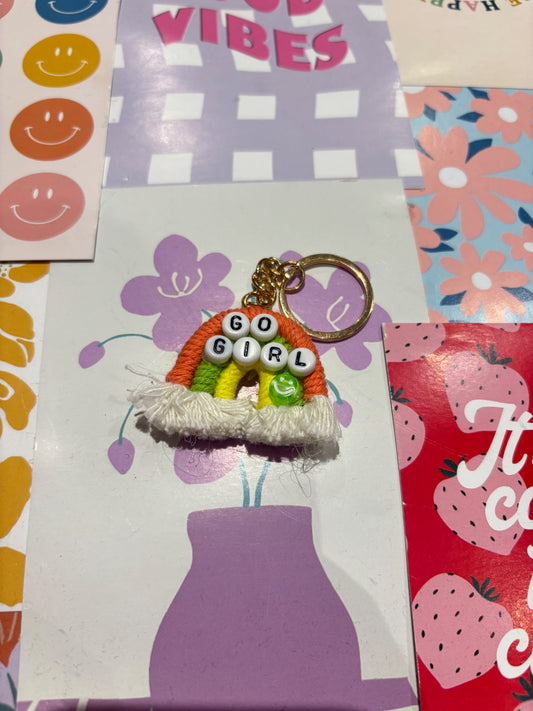 Green/orange Go Girl Rainbow Keyring