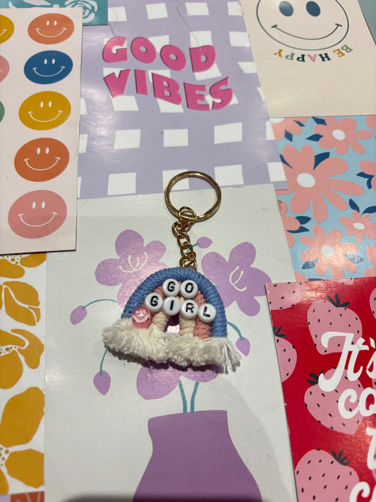 Blue/pink Go Girl Rainbow Keyring 