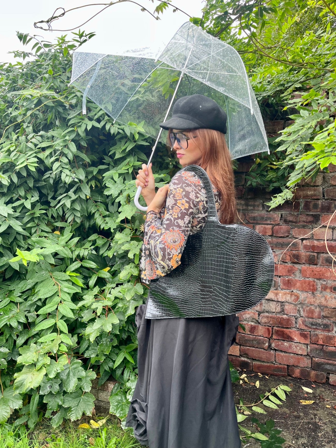 Heart  Croc faux Leather bag