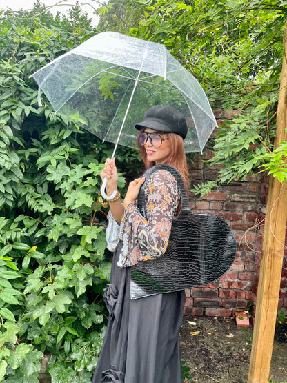 Heart  Croc faux Leather bag