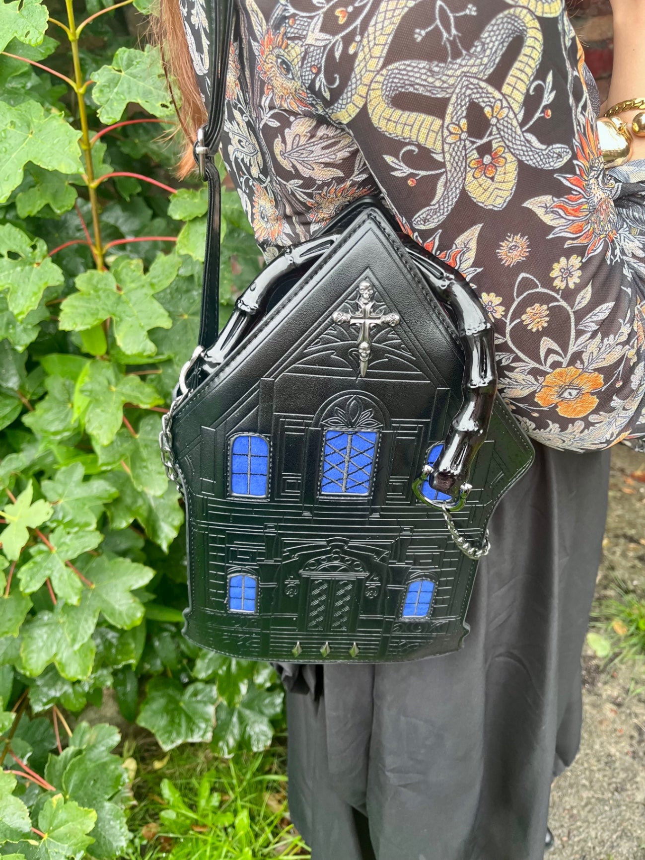 Black Blue Haunted House Bag 
