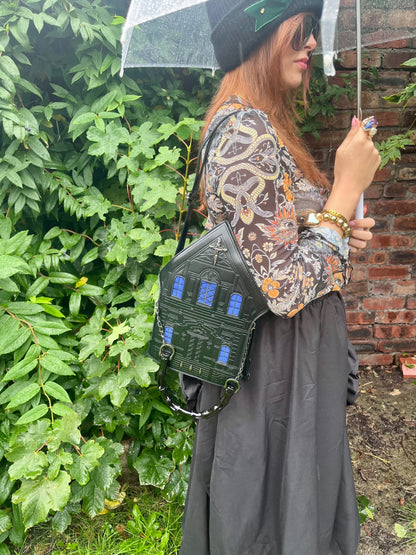 Black Blue Haunted House Bag