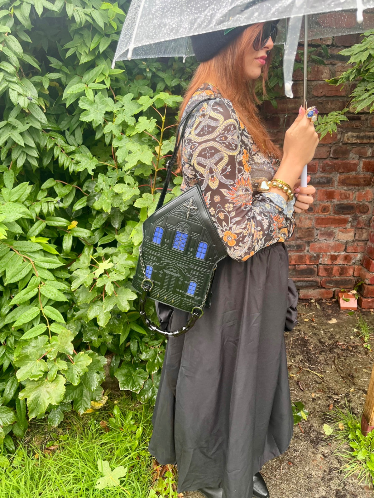 Black Blue Haunted House Bag