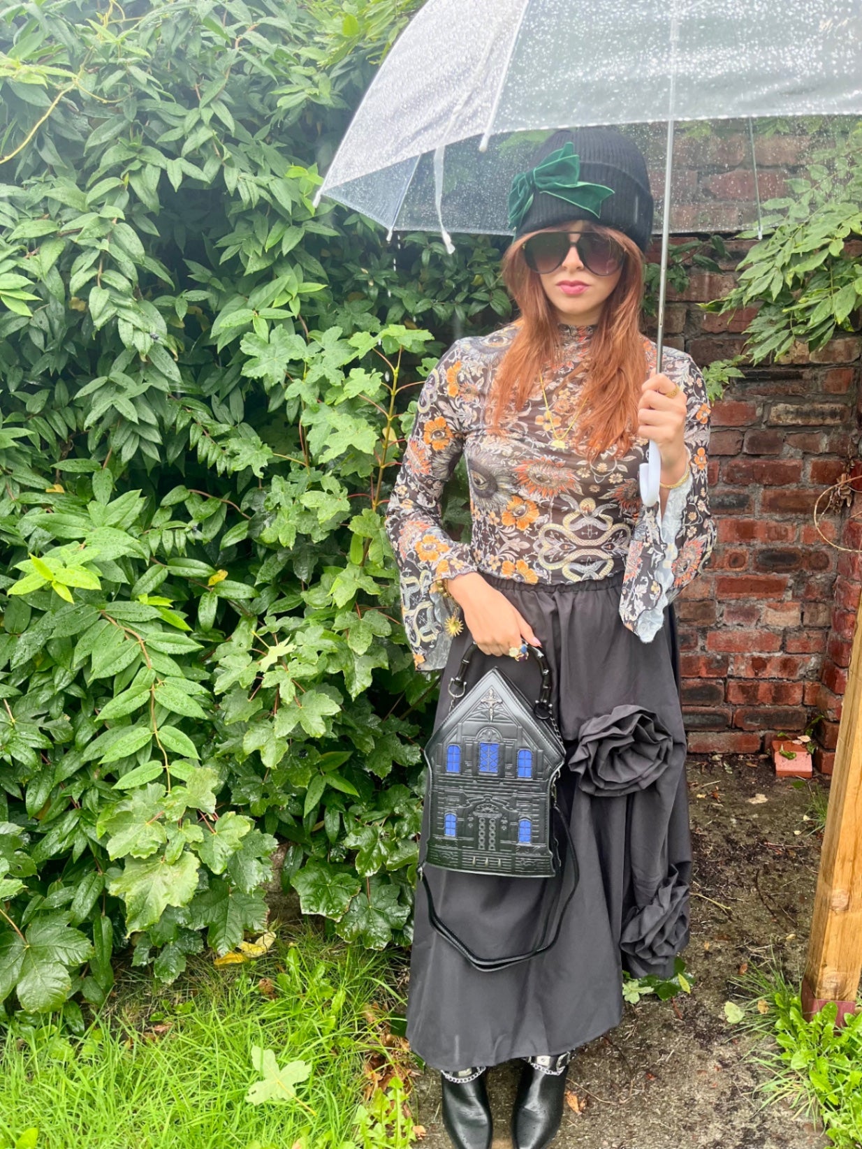 Black Blue Haunted House Bag 