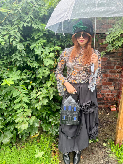 Black Blue Haunted House Bag 