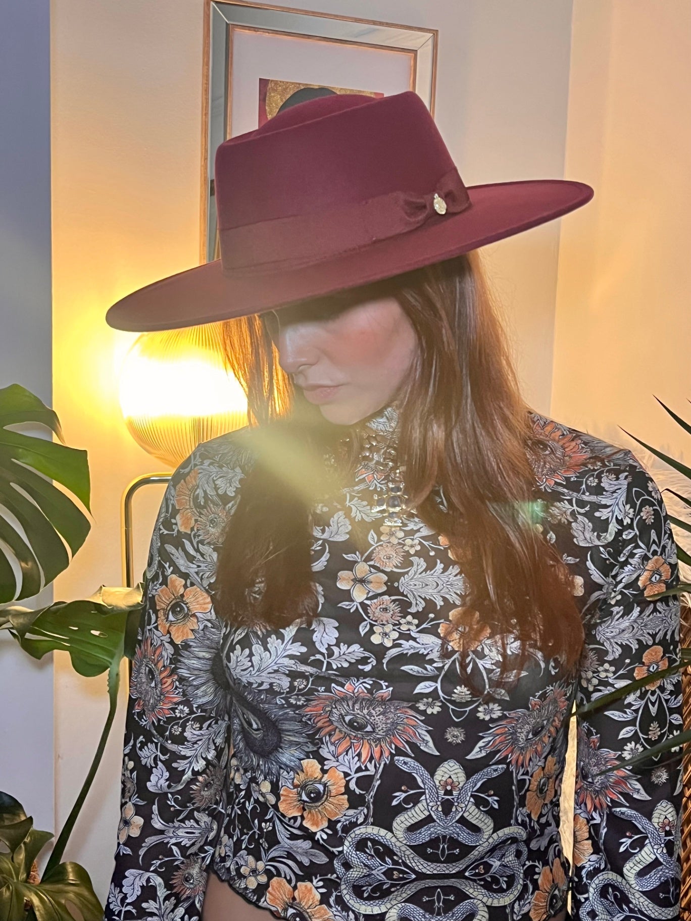 Burgundy Western Flat Top Hat 