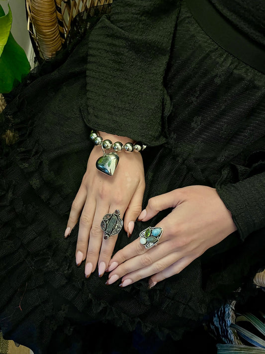 Silver Ball Heart Bracelet