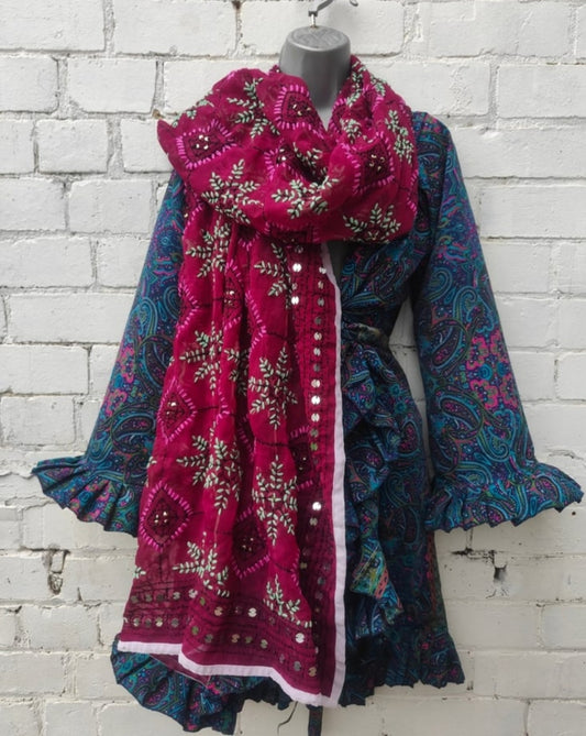 Thassos Embroidered scarf - Pink