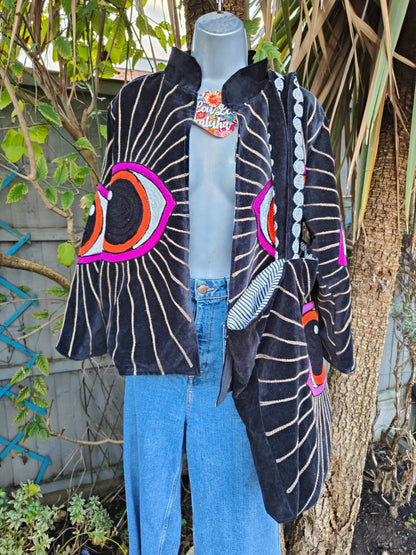 Wanderlust evil eye protection jacket -Black