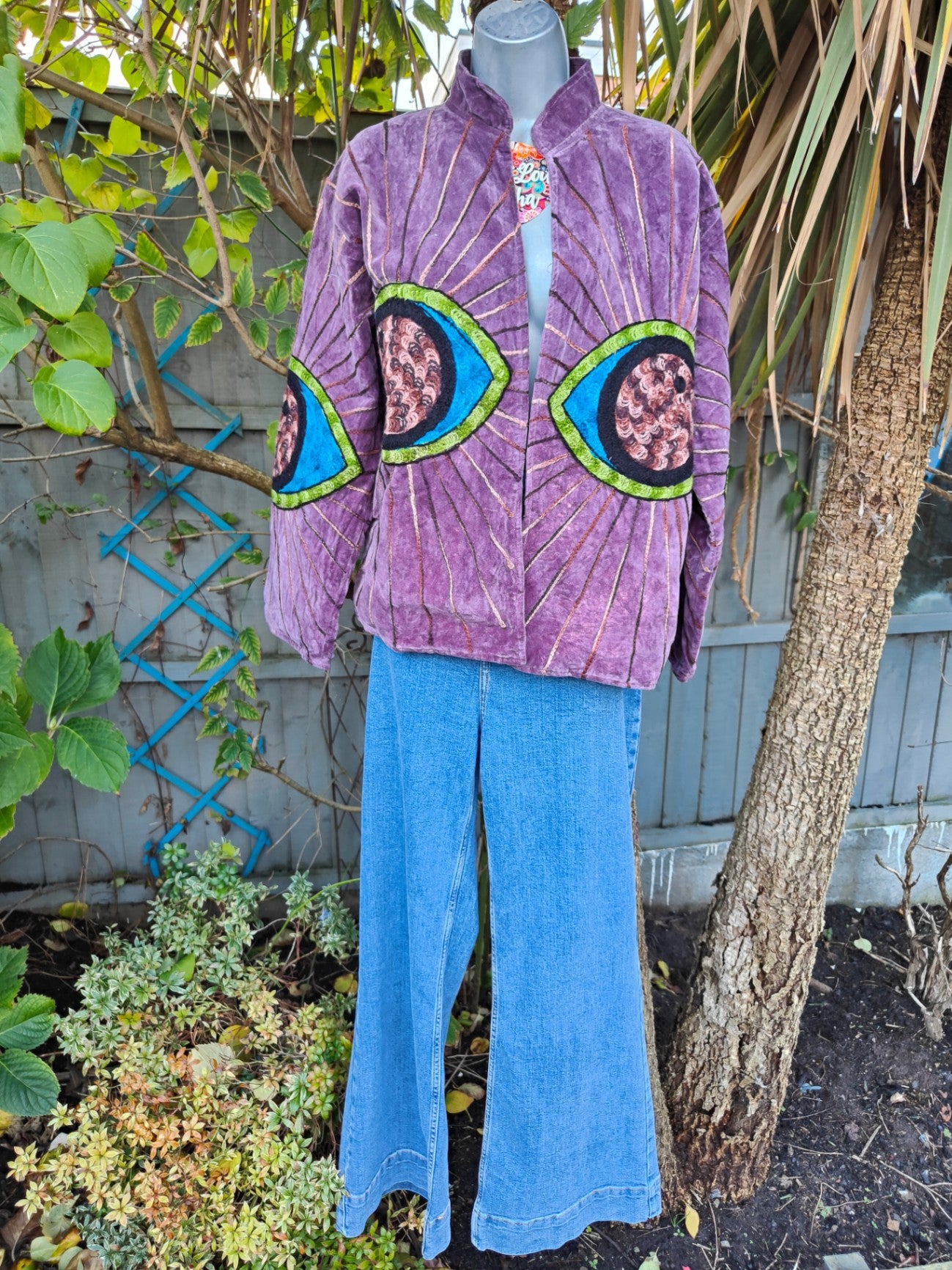 Wanderlust evil eye protection jacket - dark plum