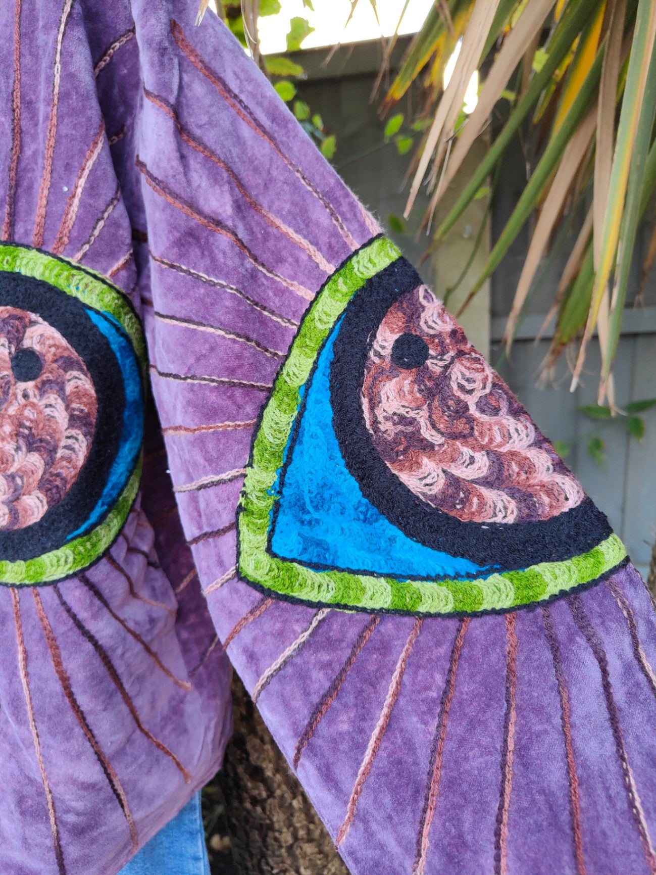 Wanderlust evil eye protection jacket - dark plum