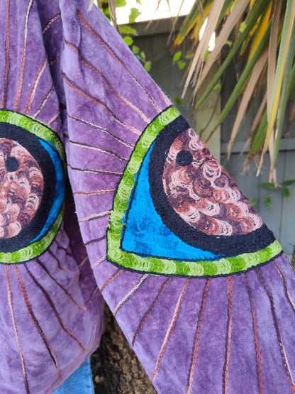 Wanderlust evil eye protection jacket - dark plum