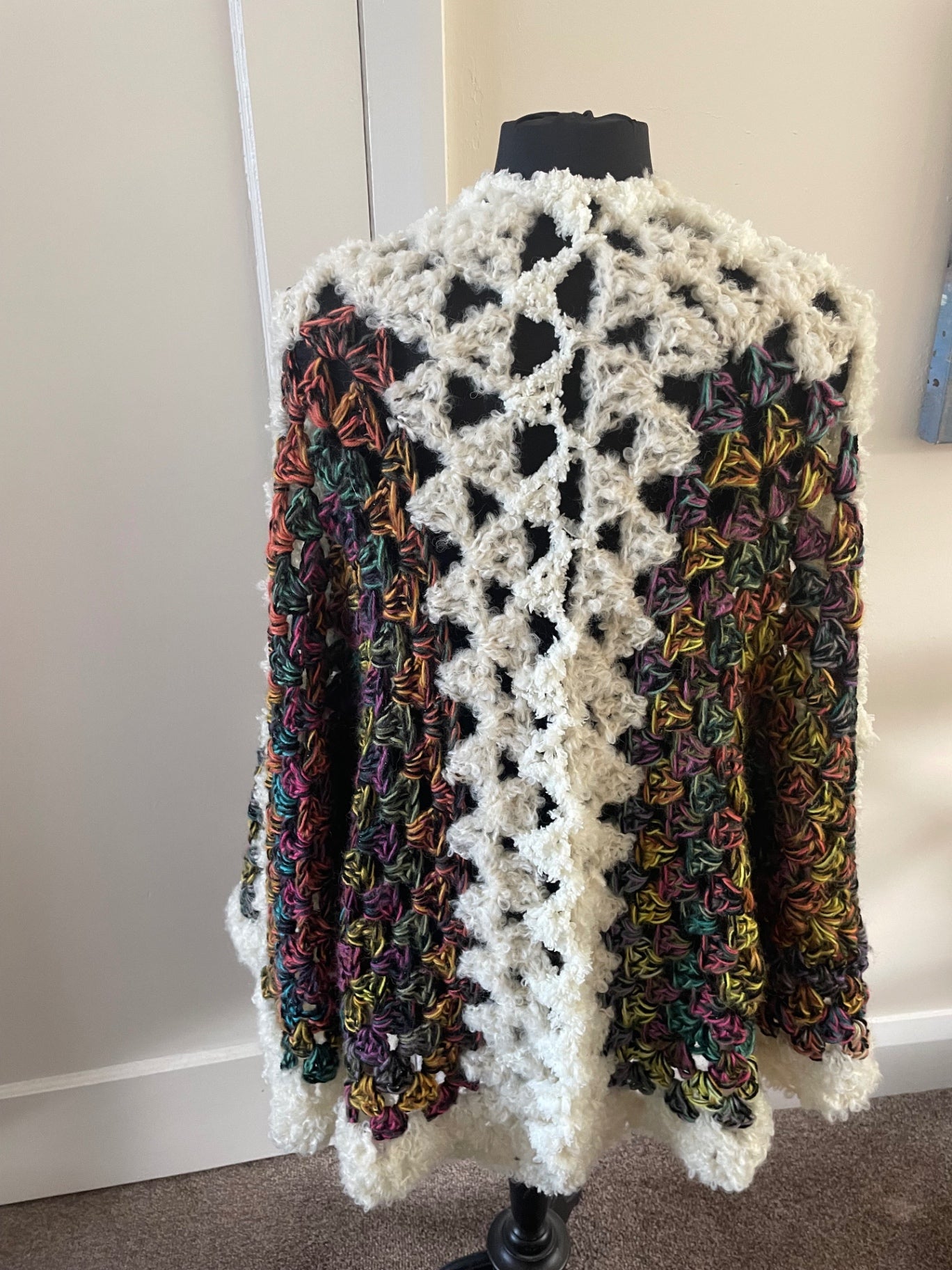 Cream multicoloured crochet jacket