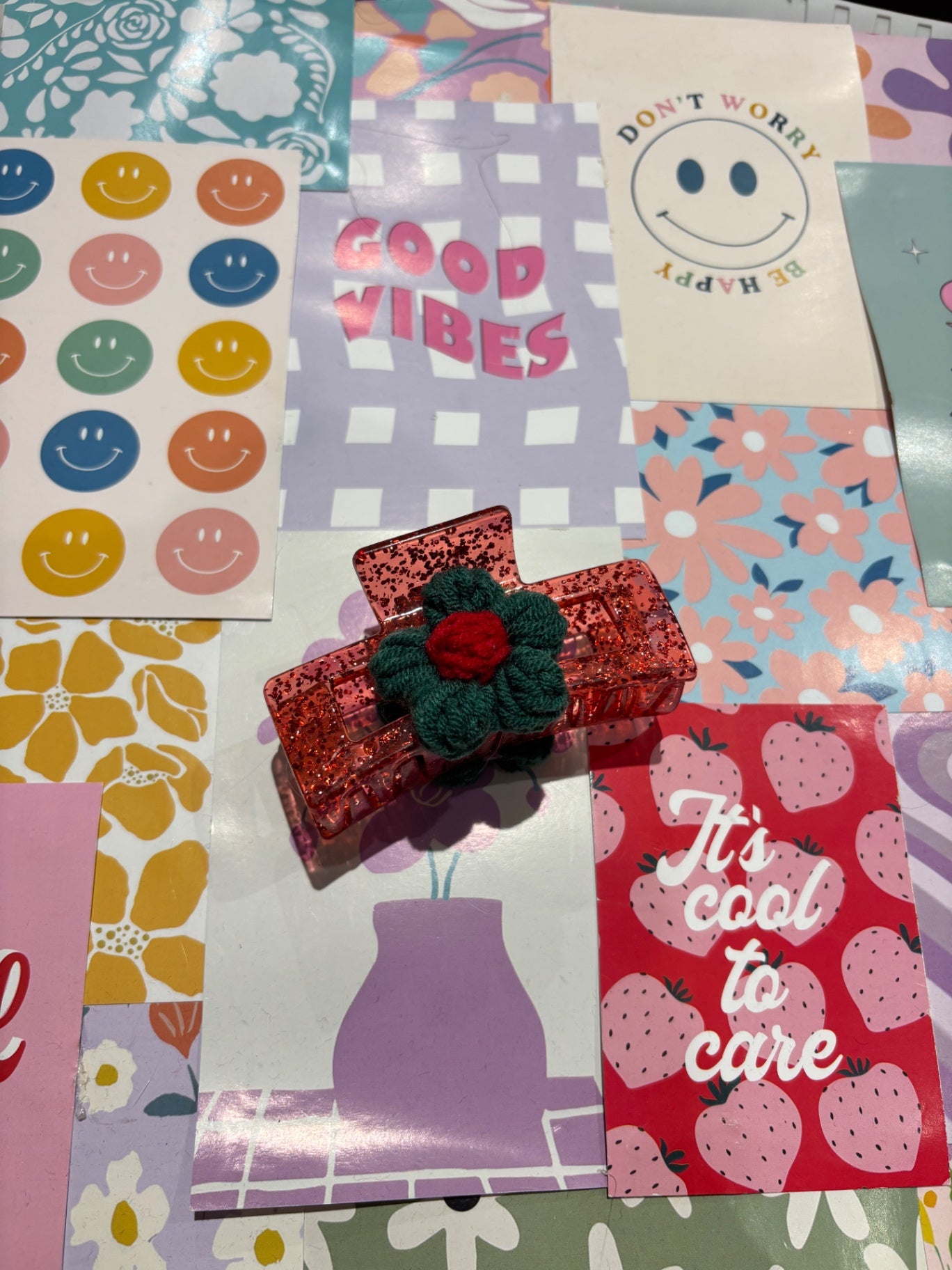 Red Glitter Xmas Claw Clip 