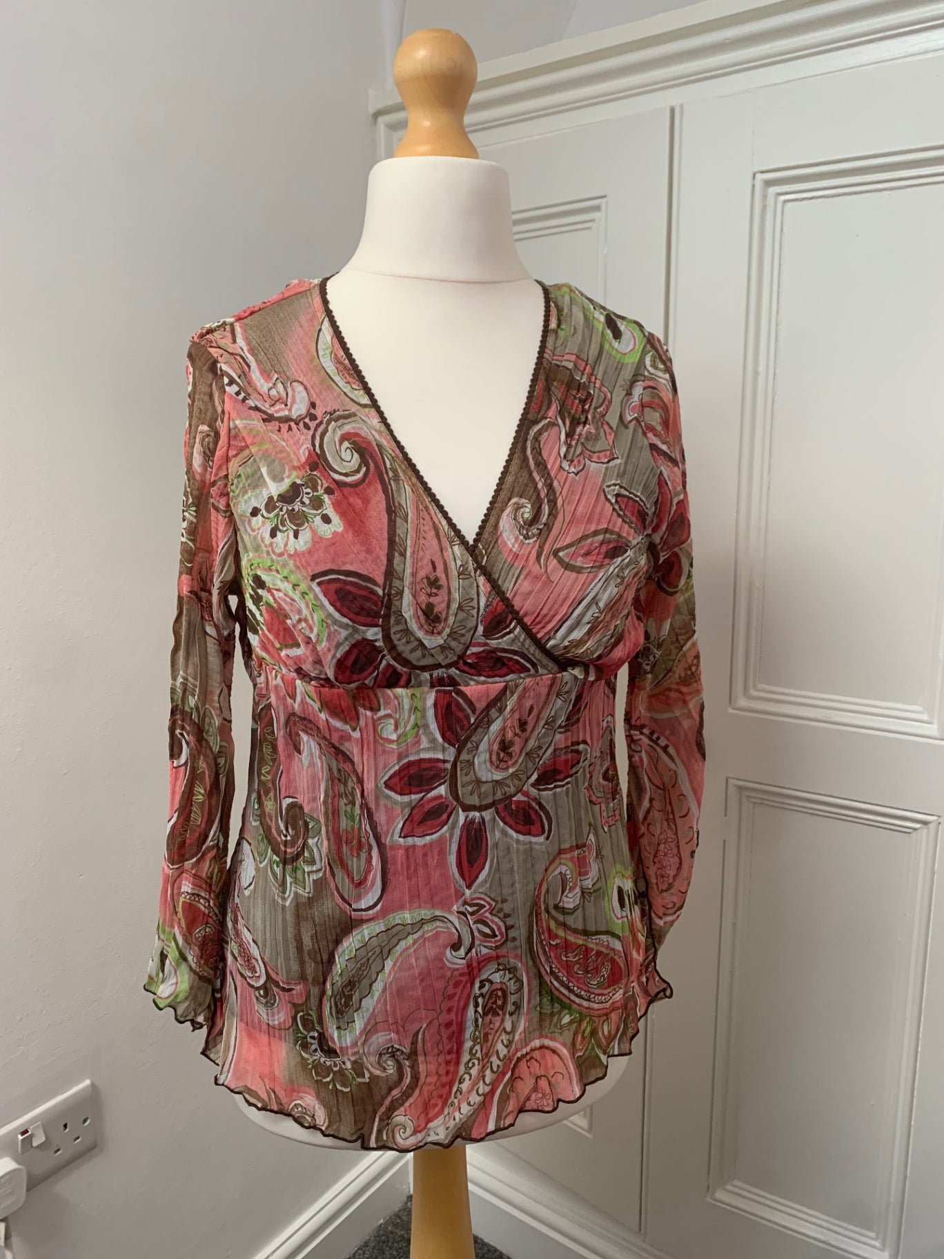 vintage pink & green fairy top 