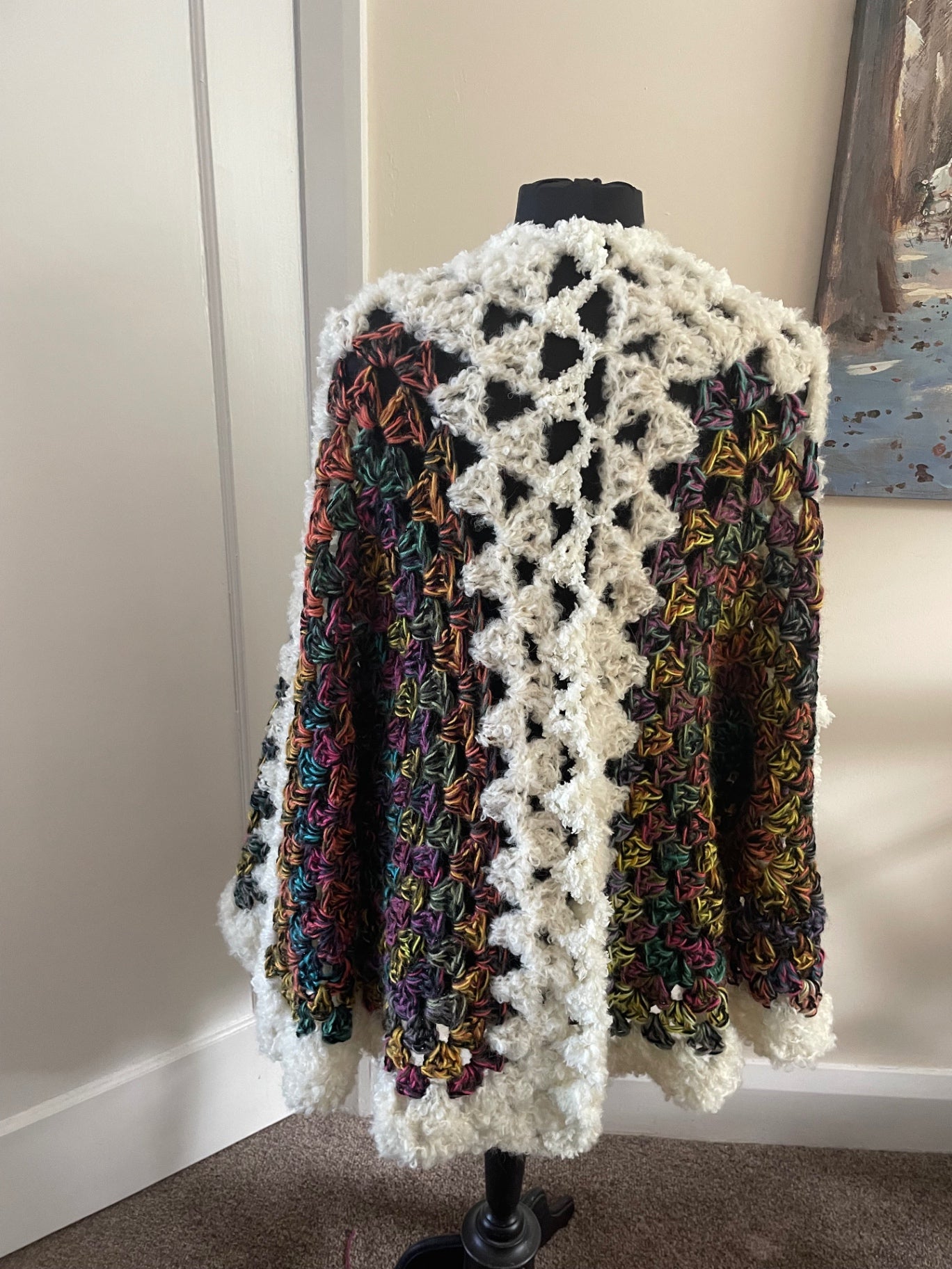 Cream multicoloured crochet jacket