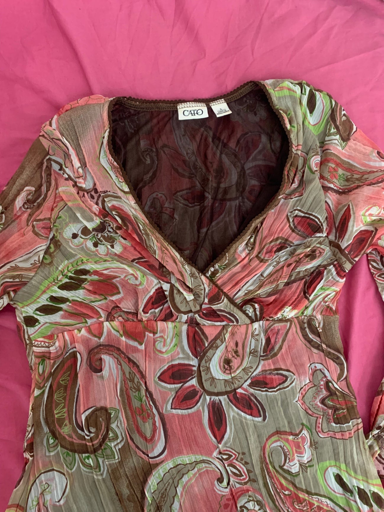 vintage pink & green fairy top 