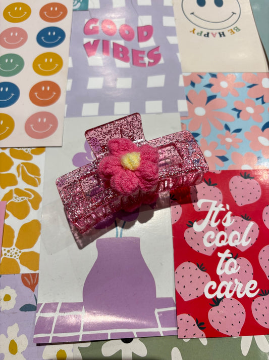 Pink Glitter Claw Clip