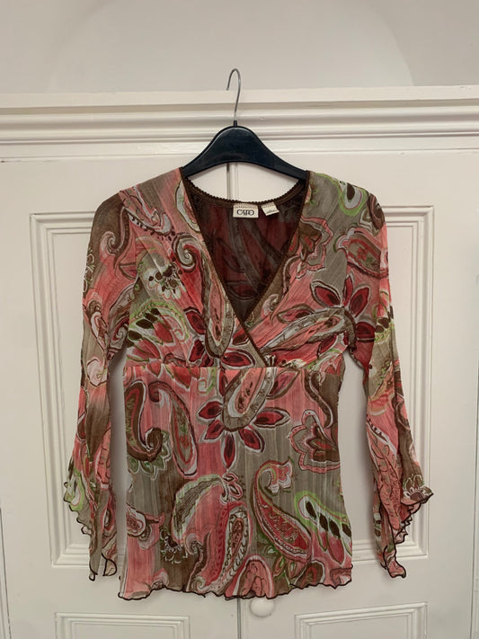 vintage pink & green fairy top 