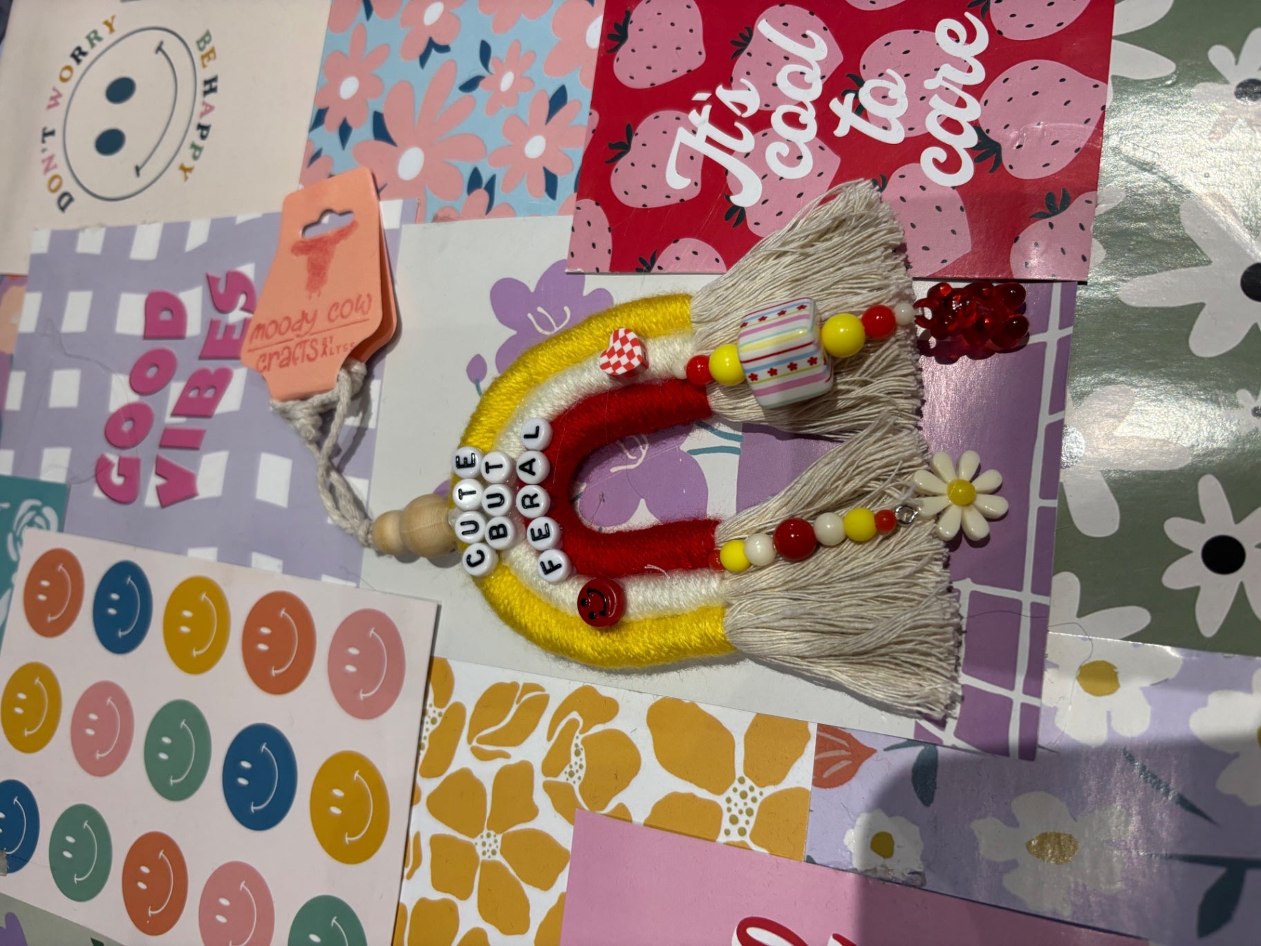 Red/yellow Cute But Feral Car Charm