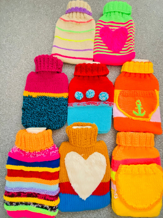 Multi Colour Knitted Hot Water Bottles